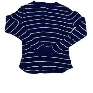 Gap Unisex Long Sleeve Striped Blue and White Pullover Fleece 100% Cotton